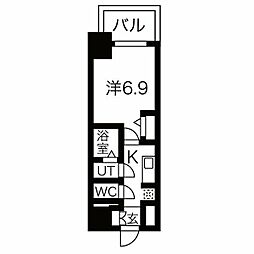 名古屋市営鶴舞線 浅間町駅 徒歩9分の賃貸マンション 14階1Kの間取り