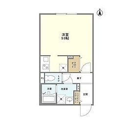 名古屋市営名城線 東別院駅 徒歩2分の賃貸マンション 4階ワンルームの間取り