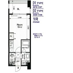 グラン・アベニュー西大須 11階ワンルームの間取り