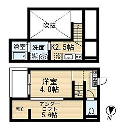 名鉄名古屋本線 栄生駅 徒歩7分の賃貸アパート 2階1Kの間取り
