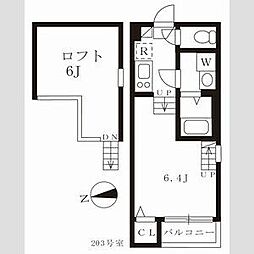 名古屋市営鶴舞線 浅間町駅 徒歩7分の賃貸アパート 2階1SKの間取り