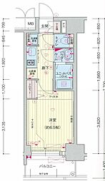 名古屋市営鶴舞線 丸の内駅 徒歩6分の賃貸マンション 6階1Kの間取り