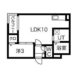 名鉄名古屋本線 本笠寺駅 徒歩8分の賃貸アパート 2階1LDKの間取り