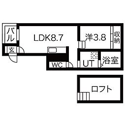 名鉄名古屋本線 呼続駅 徒歩4分の賃貸アパート 1階1LDKの間取り