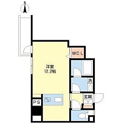JR東海道本線 金山駅 徒歩6分の賃貸マンション 4階ワンルームの間取り