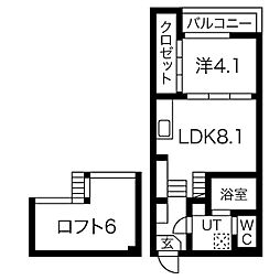 名古屋市営桜通線 瑞穂運動場西駅 徒歩9分の賃貸アパート 2階1SLDKの間取り