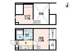 名鉄常滑線 大江駅 徒歩13分の賃貸アパート 1階1SKの間取り
