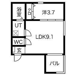 名鉄常滑線 大江駅 徒歩5分の賃貸アパート 3階1LDKの間取り