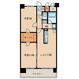 名古屋市営名城線 熱田神宮西駅 徒歩3分の賃貸マンション 6階2LDKの間取り
