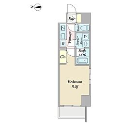プロシード金山3 4階1Kの間取り