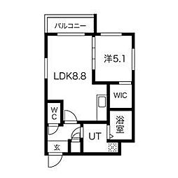 MOVE中村日赤NORTH 2階1LDKの間取り