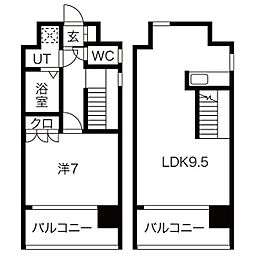 リエス東別院 1LDKの間取図画像