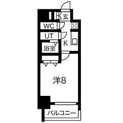 メイクスアート太閤通 1Kの間取図画像