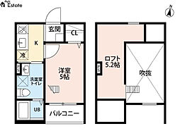 サン・マーベラス 1Kの間取図画像
