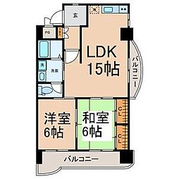 アネックス高畑 2LDKの間取図画像