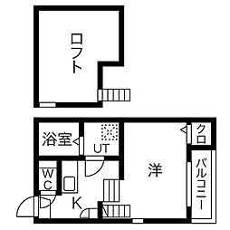 ハーモニーテラス名駅南 1SKの間取図画像