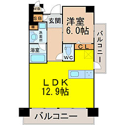 アデグランツ大須 1LDKの間取図画像