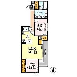 セレスティア苗代 2LDKの間取図画像