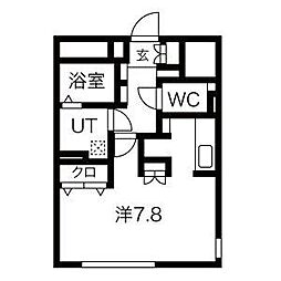 WELLCOURTTENMA ワンルームの間取図画像