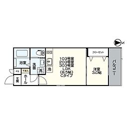 グランテラス新瑞橋 1LDKの間取図画像