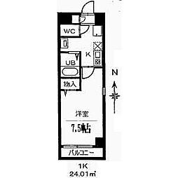 プルミエ千成 1Kの間取図画像