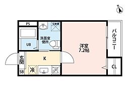 ビエネスタル 1Kの間取図画像