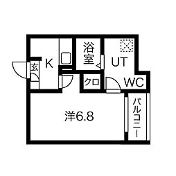 名古屋市南区観音町3丁目アパート 1Kの間取図画像