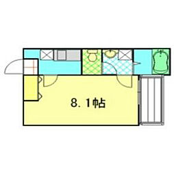クレフラスト三吉2 1Kの間取図画像