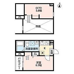 AQUA源兵衛町 1SKの間取図画像