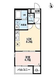 CRASTINE的場町 1LDKの間取図画像