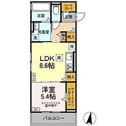 プレタクチュール中根町 1LDKの間取図画像