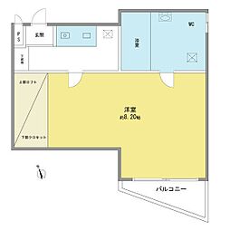 カーサ・クイント 1Kの間取図画像