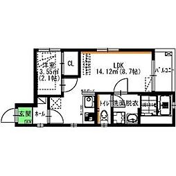 Solid栄生 1LDKの間取図画像