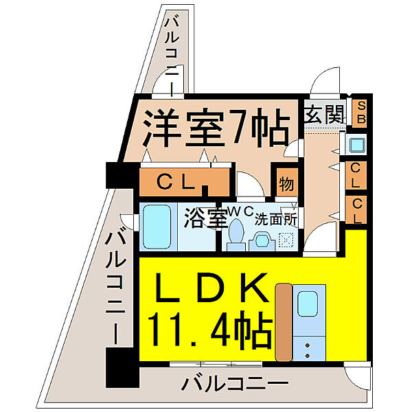 愛知県名古屋市中区大井町(賃貸マンション1LDK・2階・46.36㎡)の写真 その2