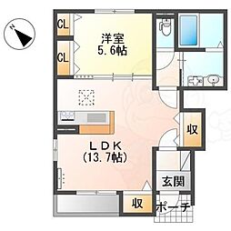 M&M'sヒルズアサギリ 1LDKの間取図画像