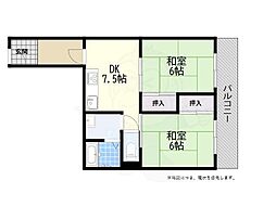 歌敷山ダイヤハイツ 2DKの間取図画像
