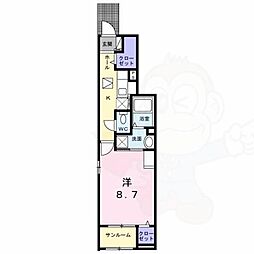 カーサヴェルデ 1Kの間取図画像