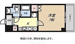 スカイヒル名谷 6階1Kの間取り
