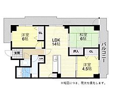 コモンパレス清水が丘 3LDKの間取図画像