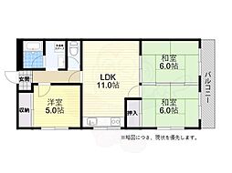 ヴィラ舞子坂 3LDKの間取図画像