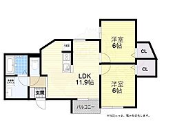 JR東海道・山陽本線 明石駅 徒歩27分の賃貸アパート 1階2LDKの間取り