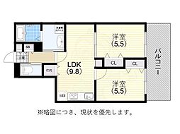 Riso+miraieジェームス山east 2LDKの間取図画像