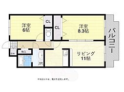 エートルウールー 2LDKの間取図画像