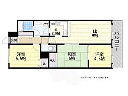 コスモ塩屋 2LDKの間取図画像