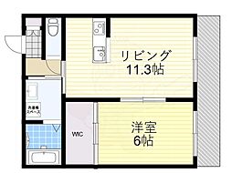 ウエスト魚住2 1LDKの間取図画像
