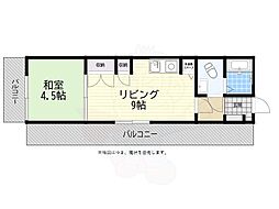 ボヌール向陽 1LDKの間取図画像