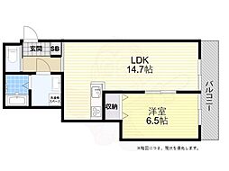 GLA東人丸 1LDKの間取図画像