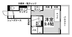 マーレ渡鹿 1Kの間取図画像