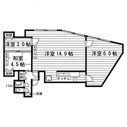 第16木上ビル 4階2SLDKの間取り
