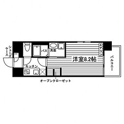ブリスラ新町 8階1Kの間取り